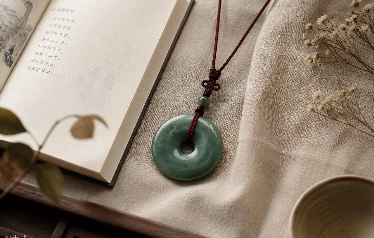 平安扣與詩集靜物 Jade peace buckle still life with poetry book