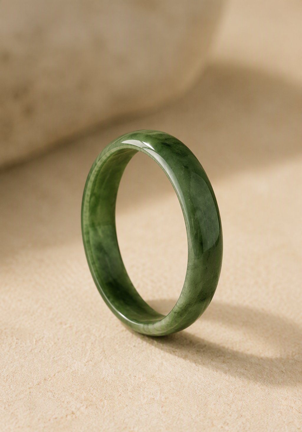 「素圈」碧玉細戒 Pure band spinach jade ring