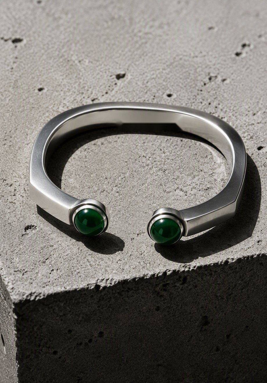 「破界」翡翠銀骨手鐲 Breakthrough jade silver cuff bangle